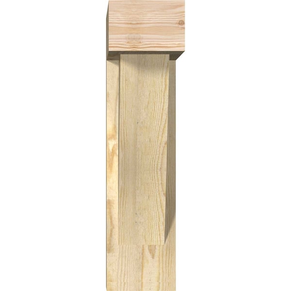 Traditional Block Rough Sawn Bracket W/ Offset Brace, Douglas Fir, 6W X 16D X 24H